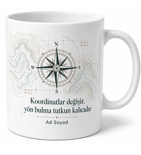 Harita Mühendisine Yön Bulma Temalı Özel Çay Kahve Kupası Hediye Bardak