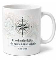 Harita Mühendisine Yön Bulma Temalı Özel Çay Kahve Kupası Hediye Bardak