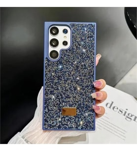 Coverzone Xiaomi Redmi Note 14 Pro ile Uyumlu Elmas Desen Ta?l? K?l?f � 2 mm Kamera �?k?nt? Koruma, I??lt?l? L�ks ??k Darbe Emici Kapak Lacivert