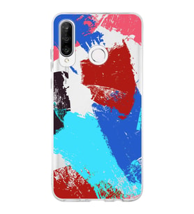 Huawei P30 Lite Uyumlu Kapak Brush Stroke Tasarımlı Şeffaf Silikon Kılıf