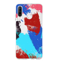 Huawei P30 Lite Uyumlu Kapak Brush Stroke Tasarımlı Şeffaf Silikon Kılıf