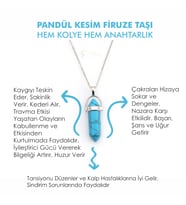Doğal Taş FİRUZE TAŞI Pandül Kesim Kadın Erkek (Unisex) İster Kolye İster Anahtarlık