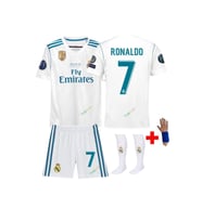 Real Madrid 2018 Ronaldo Çocuk Forması Şort Çorap Bileklik Hediyeli (Beyaz)