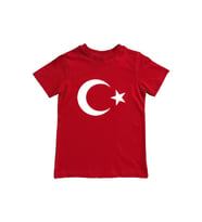 unisex baskılı ay yıldızlı  türk bayrağı pamuklu penye çocuk tişörtü (Kırmızı)