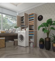 Kenzlife çamaşır makinesi dolabı sinemmaks crd 180*096*30 banyo kapaklı arkalıklı raflı (Karışık)
