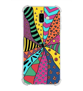 PrintiFy Samsung Galaxy J6 Uyumlu Retro Color 4 Baskılı Şeffaf Köşe Korumalı Antişok Kılıf