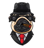 Patron Pug güneş gözlüğü takan 16 CM Sticker md1