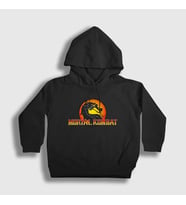 Presmono Unisex Çocuk Siyah Logo Mortal Kombat Kapüşonlu Sweatshirt 147142tt