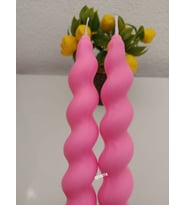 qosrix 2'li Pudra Pembe Italyan Burgulu Şamdan Soya Mumu Doğal Kokulu Uzun Çubuk Konik Burgu Spiral Mum
