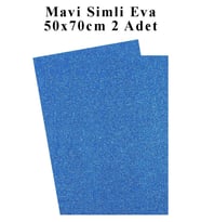 Mavi Simli Eva 50x70 cm 2 Adet Simli Eva Süngeri Okul Kreş Anasınıfı Elişi Etkinlikleri