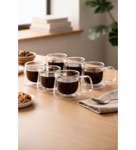6 Adet 120 ML Çift Cidarlı Cam Kahve Espresso Bardağı MIT1284 (Şeffaf)