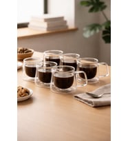 6 Adet 120 ML Çift Cidarlı Cam Kahve Espresso Bardağı MIT1284 (Şeffaf)