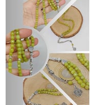 Peridot (Zebercet) Taşı Faset Kesim 99luk Tesbih 6mm (5650)