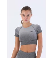Maraton SlimFit Kadın Bisiklet Yaka  Siyah- Crop Top