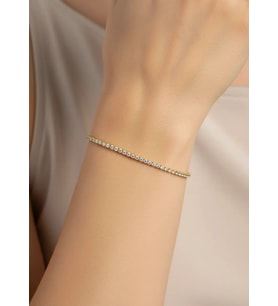 Çelik Gold Mini Baget Taşlı Su Yolu Bileklik - 26slb41