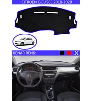 Citroen C-Elysee 2010-2020 İçin Uygun Torpido Koruma Halısı Siyah Kenar Renk Mavi