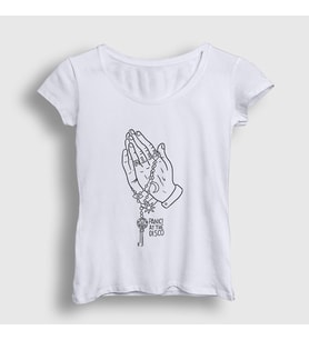 Presmono Kadın Beyaz Pray Panic! at the Disco T-Shirt 73158tt (Beyaz)
