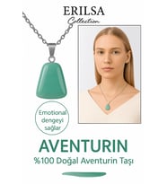 Sertifikalı AAA+ Aventurin Taşı Kolye – Beşgen Model, Gümüş Aparatlı (Çok Renkli)