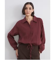 LCW Vision Bordo Oversize Müslin Kadın Gömlek