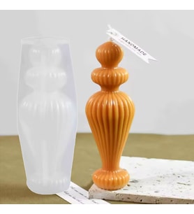 Silikon Avrupa Çizgili Mum Kalıbı Aromaterapi Mumluk Süs Masaüstü Dekorasyon Mumu 12.7 CM