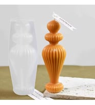 Silikon Avrupa Çizgili Mum Kalıbı Aromaterapi Mumluk Süs Masaüstü Dekorasyon Mumu 12.7 CM