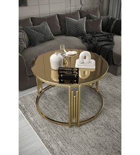 Piyano Orta Sehpa Gold Kaplama Bronz Ayna