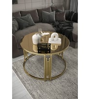 Piyano Orta Sehpa Gold Kaplama Bronz Ayna