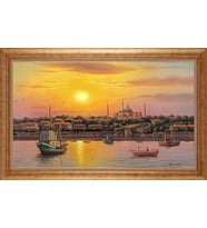 Çerçeveli Paspartulu Manzara Tablo bm0783 (Gold)