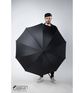 Otomatik Siyah Fiber Telli Baston Şemsiye 135 cm çap, dayanıklı ve şık tasarım