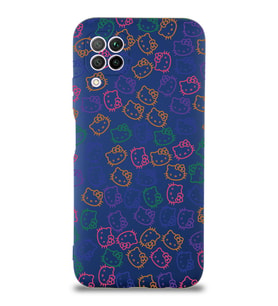 Huawei P 40 Lite Uyumlu Lansman Kılıf Hello Kitty Tasarımlı İçi Kadife Kapak-Lacivert (Şeffaf)