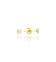 Gümüş zirkon taşlı, altın yaldızlı, kare (Prenses) kesim 3 mm tektaş küpe SGTL12741GOLD