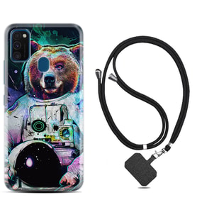 Samsung M21 M22 M23 M30 M31S M32 Kılıf Boyun Askılı Silikon Astronot Panda 1755
