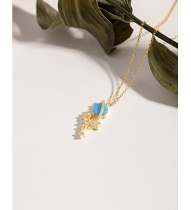Opal Taşlı Satürn Kolye