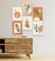 Minimal Çiçek Tasarımlı 6 Parça Mdf Tablo
