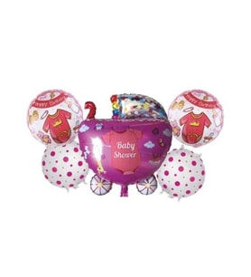 Hoş Geldin Bebek Puset 5 li Set Folyo Balon (Kırmızı)