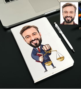 Kişiye Özel Avukat Tasarımlı Karikatürlü Beyaz Defter Kalem Seti 84