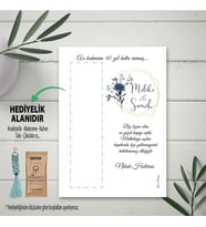 Hediyelik Kart - Mavi Çiçekli Tasarım -Söz Nişan Hediyesi Makrome Anahtalık, Toka, Kurabiye, Kahve Kartı