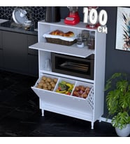 Eliusta Mayra 100 cm Çok Amaçlı Kiler Dolabı Mutfak Banyo Düzenleyici Üç Sepetli Fırın Bölmelİ 100x150x32cm