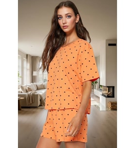 Puantiyeli Kalpli Pamuklu Pijama Takımı Rahatlık ve Şıklık Bir Arada Dayanıklı Malzeme (Çok Renkli)