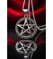 Gotik Pentagram Yıldız Kolye  Paslanmaz Çelik Unisex Wicca Spiritüel Sembol Kolye