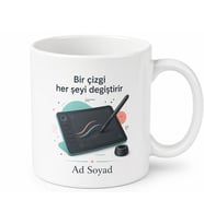Grafiker Hediye Dijital Çizim Tablet Kalem Tasarımlı Kupa Bardak Grafik Tasarımcı