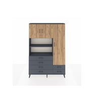 Arges Dolap 9 Raflı 6 Çekmeceli 3 Kapaklı 132x30x195 Antrasit-Çam/Antrasit