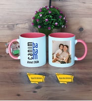 Babaya Hediye Kupa Bardak Pembe Fotoğraflı Babalar Günü Doğum Günü Hediyesi