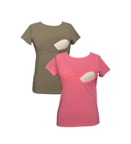 LuvmaBelly MYRA2505_2506 Emzirme tshirt seti (Haki-Pudra)