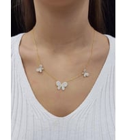 Üçlü Kelebek Kolye 18K Altın Kaplama Kolye (Karışık)