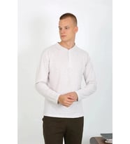 Giyim Erkek Penye Uzun Kol Pijama Takımı Ekru