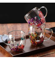 Cam Çiçekli Kupa Bardak 350 Ml
