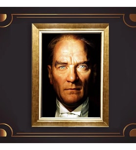 Özel Seri Paspartulu Çerçeveli Atatürk Tablo l75 (Gold)