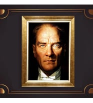Özel Seri Paspartulu Çerçeveli Atatürk Tablo l75 (Gold)