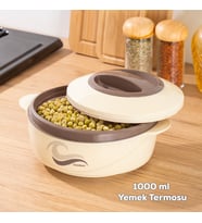 Porsima 3149 1000 mL Yemek Termosu - Sızdırmaz Kilitlenebilir Kapak Paslanmaz Çelik Sefer Tası - Krem